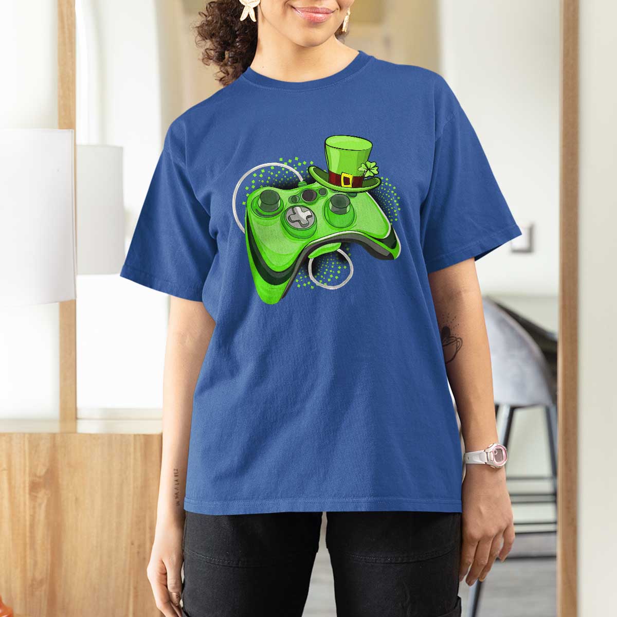 Irish Video Game Controller St Patrick Day Gamer T Shirt For Women