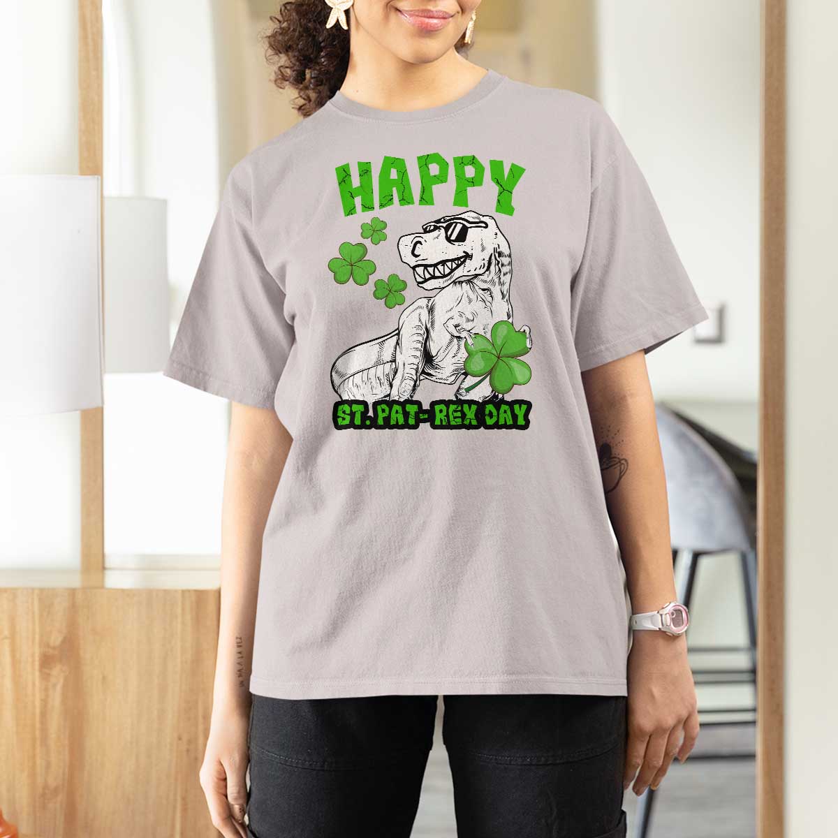 Dinosaur St Patricks Day T Shirt For Women Irish Boy School Toddler
