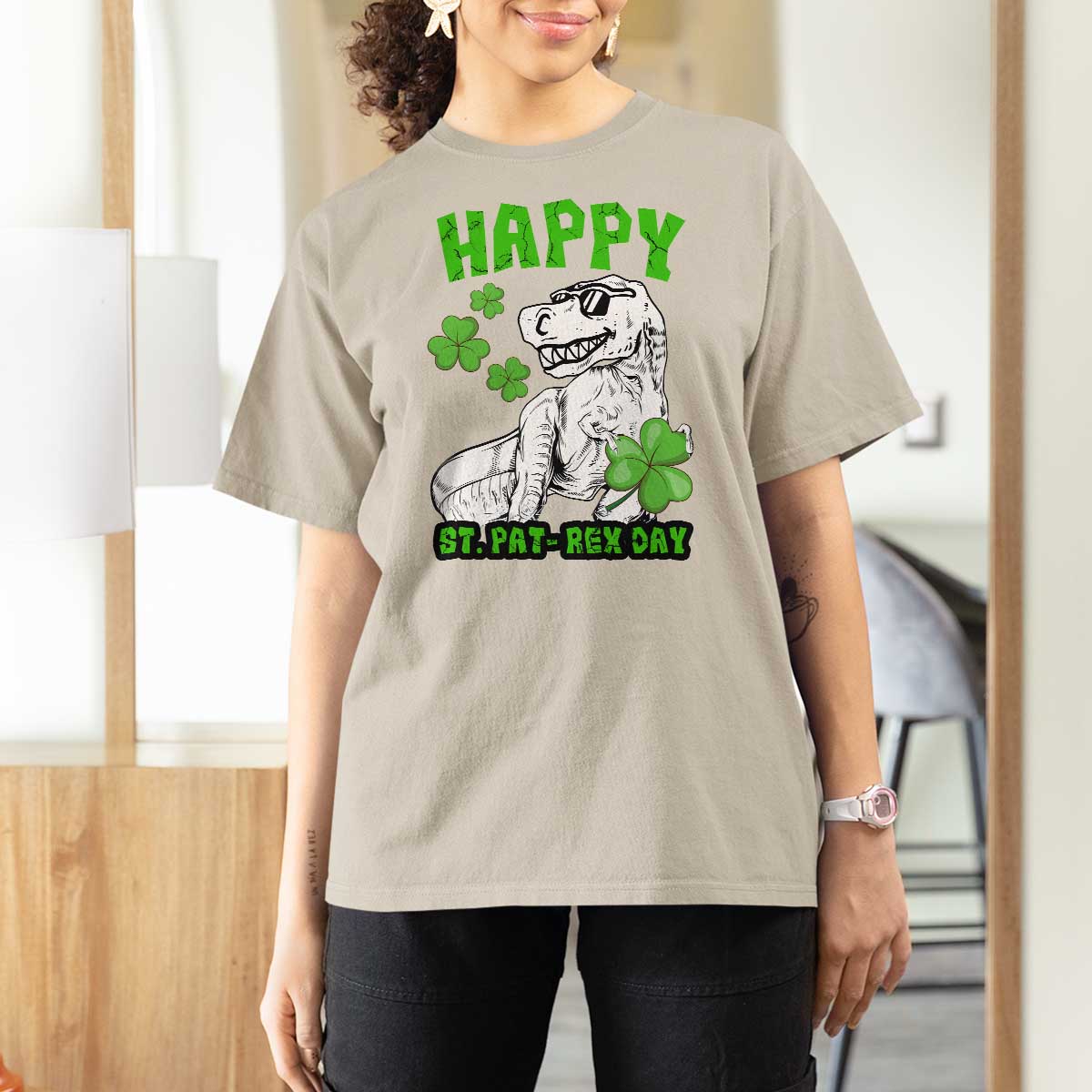 Dinosaur St Patricks Day T Shirt For Women Irish Boy School Toddler
