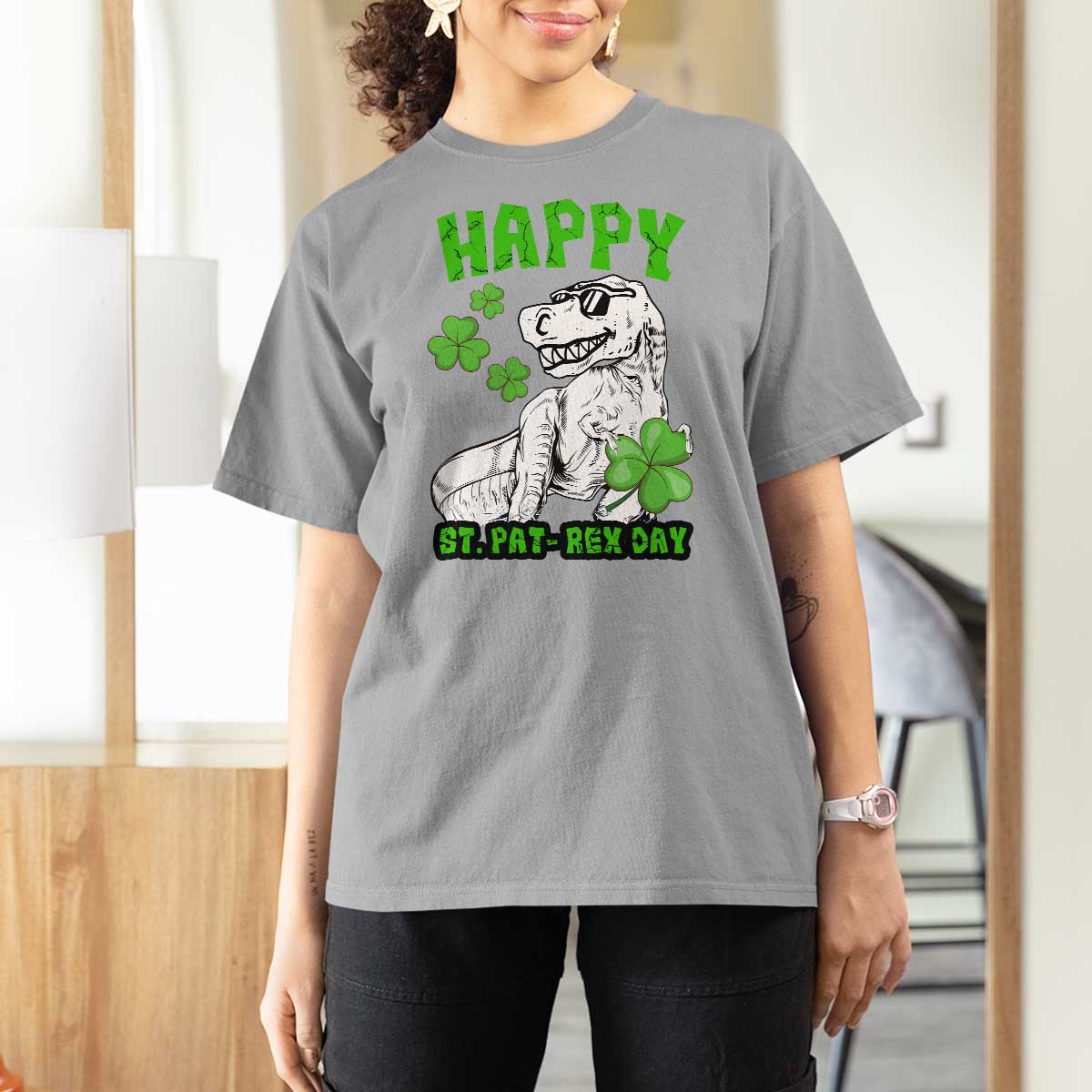 Dinosaur St Patricks Day T Shirt For Women Irish Boy School Toddler