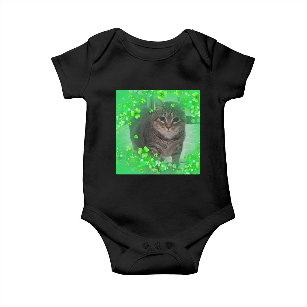 Funny Cat Meme St Patricks Day Baby Onesie Lucky Shamrock Goofy Ahh Cat