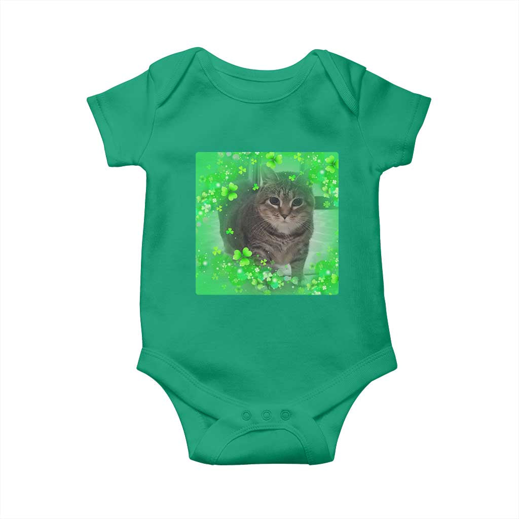 Funny Cat Meme St Patricks Day Baby Onesie Lucky Shamrock Goofy Ahh Cat