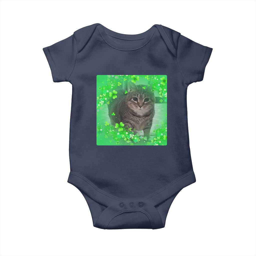 Funny Cat Meme St Patricks Day Baby Onesie Lucky Shamrock Goofy Ahh Cat