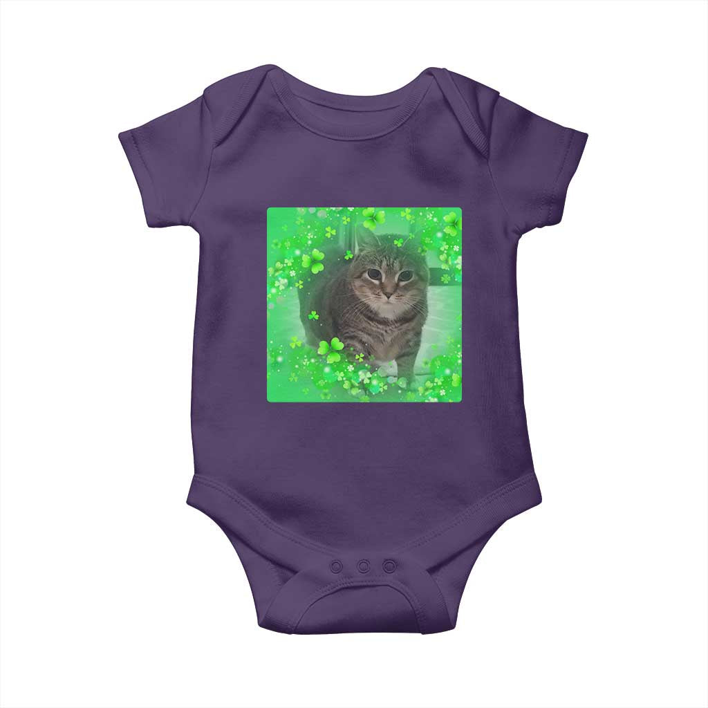 Funny Cat Meme St Patricks Day Baby Onesie Lucky Shamrock Goofy Ahh Cat