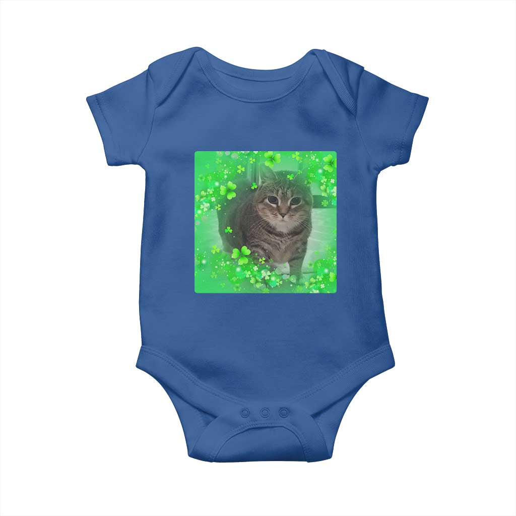 Funny Cat Meme St Patricks Day Baby Onesie Lucky Shamrock Goofy Ahh Cat
