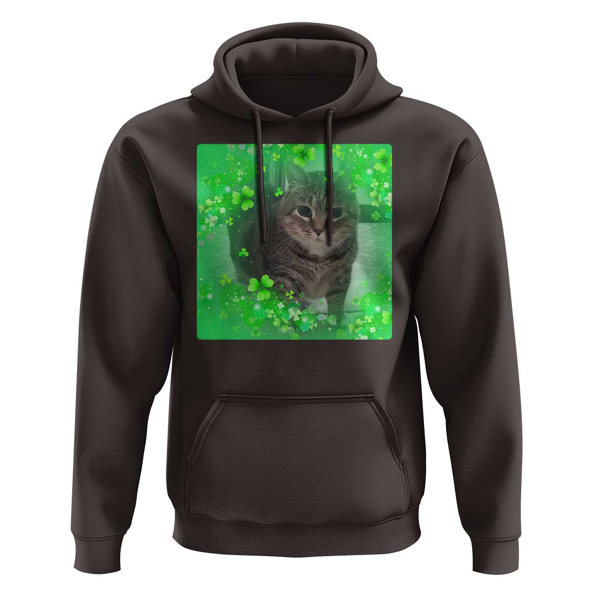 Funny Cat Meme St Patricks Day Hoodie Lucky Shamrock Goofy Ahh Cat