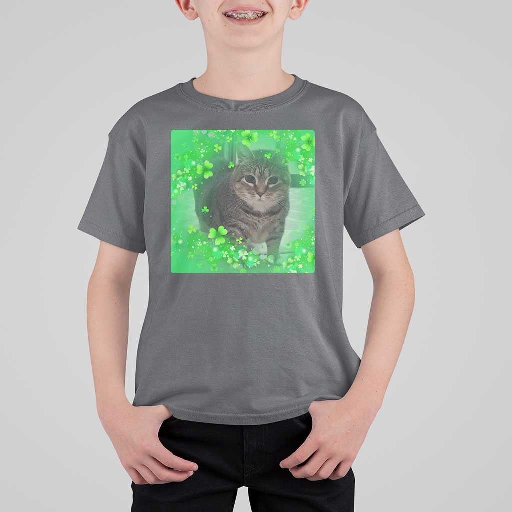 Funny Cat Meme St Patricks Day T Shirt For Kid Lucky Shamrock Goofy Ahh Cat