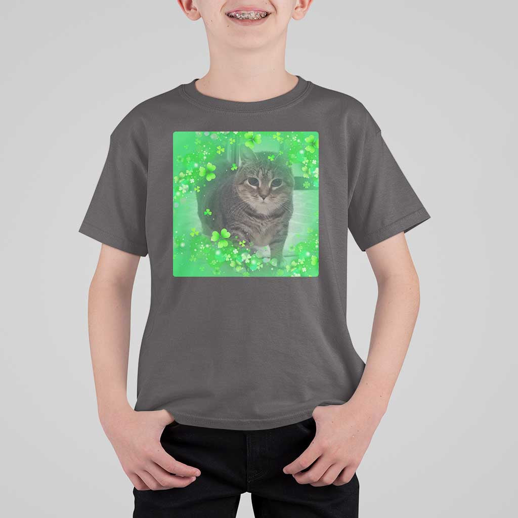 Funny Cat Meme St Patricks Day T Shirt For Kid Lucky Shamrock Goofy Ahh Cat