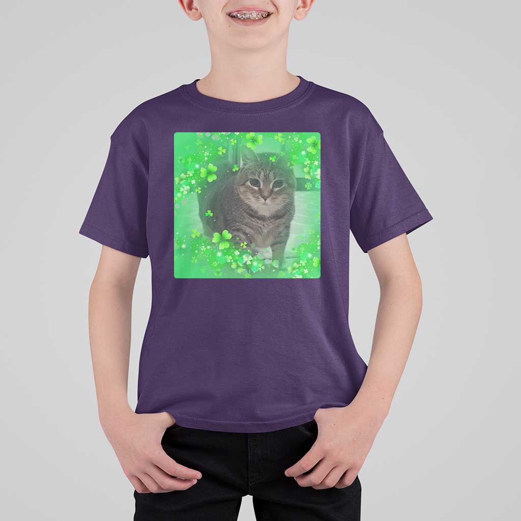 Funny Cat Meme St Patricks Day T Shirt For Kid Lucky Shamrock Goofy Ahh Cat