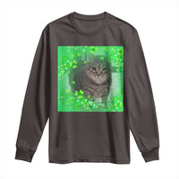 Funny Cat Meme St Patricks Day Long Sleeve Shirt Lucky Shamrock Goofy Ahh Cat
