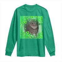 Funny Cat Meme St Patricks Day Long Sleeve Shirt Lucky Shamrock Goofy Ahh Cat