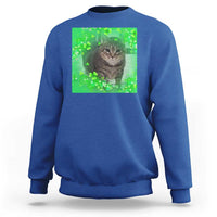 Funny Cat Meme St Patricks Day Sweatshirt Lucky Shamrock Goofy Ahh Cat