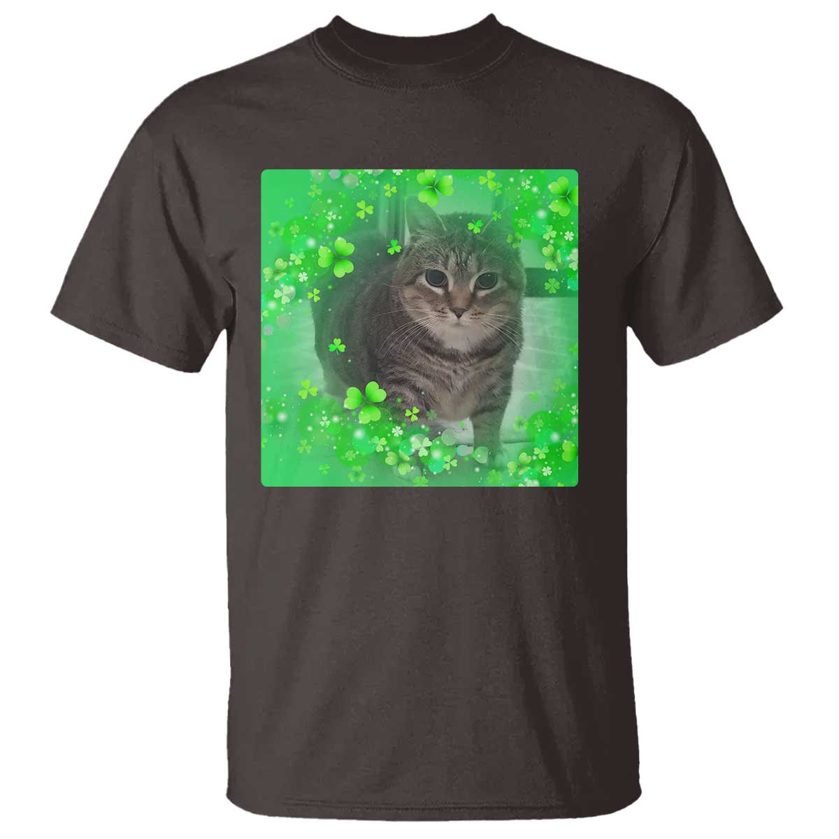 Funny Cat Meme St Patricks Day T Shirt Lucky Shamrock Goofy Ahh Cat