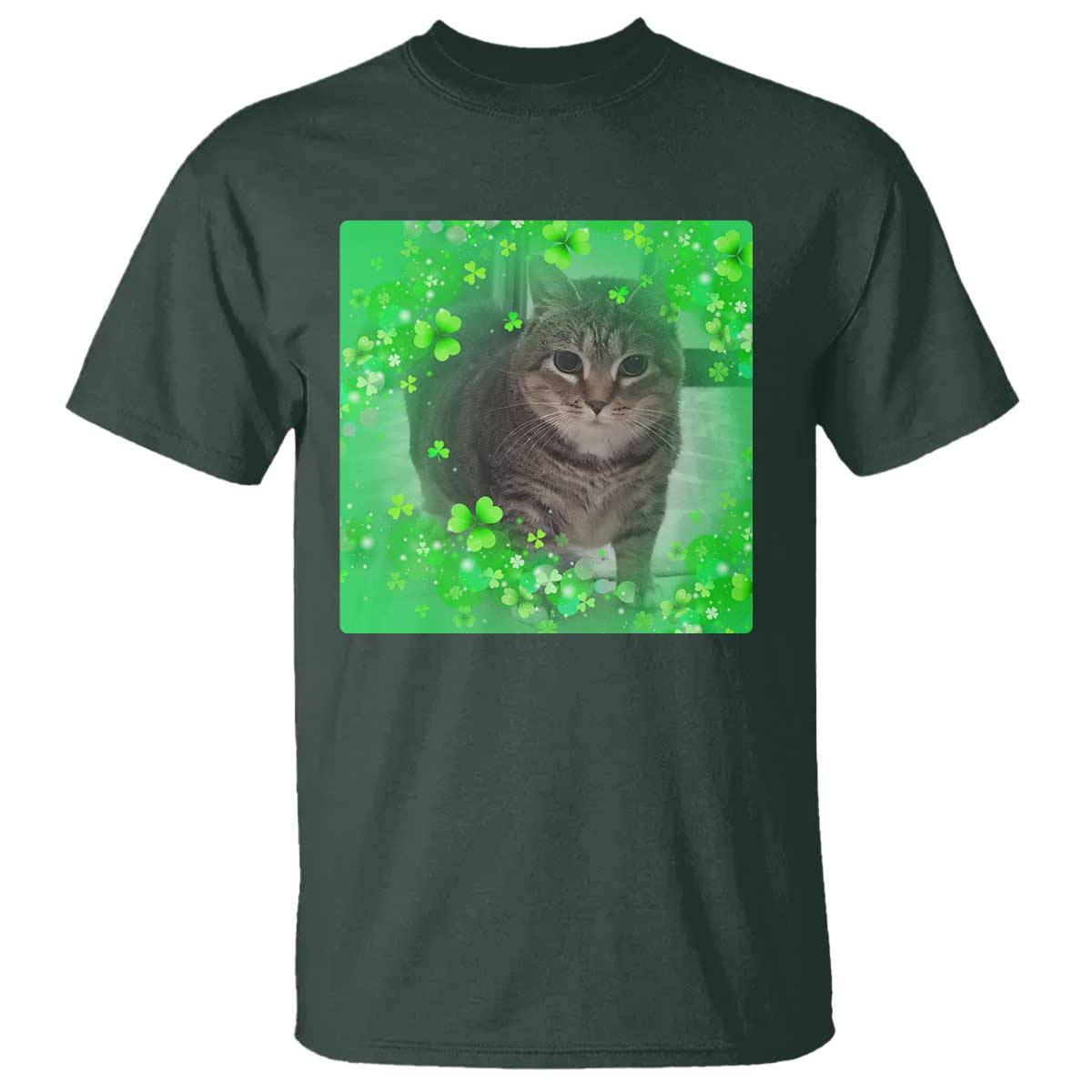 Funny Cat Meme St Patricks Day T Shirt Lucky Shamrock Goofy Ahh Cat
