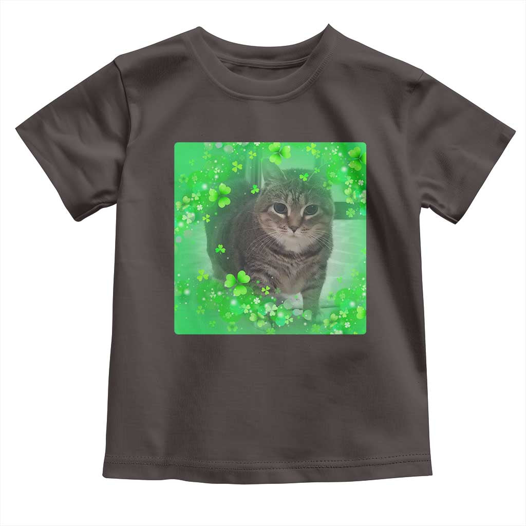 Funny Cat Meme St Patricks Day Toddler T Shirt Lucky Shamrock Goofy Ahh Cat