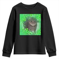 Funny Cat Meme St Patricks Day Youth Sweatshirt Lucky Shamrock Goofy Ahh Cat