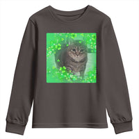 Funny Cat Meme St Patricks Day Youth Sweatshirt Lucky Shamrock Goofy Ahh Cat