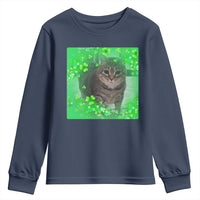 Funny Cat Meme St Patricks Day Youth Sweatshirt Lucky Shamrock Goofy Ahh Cat