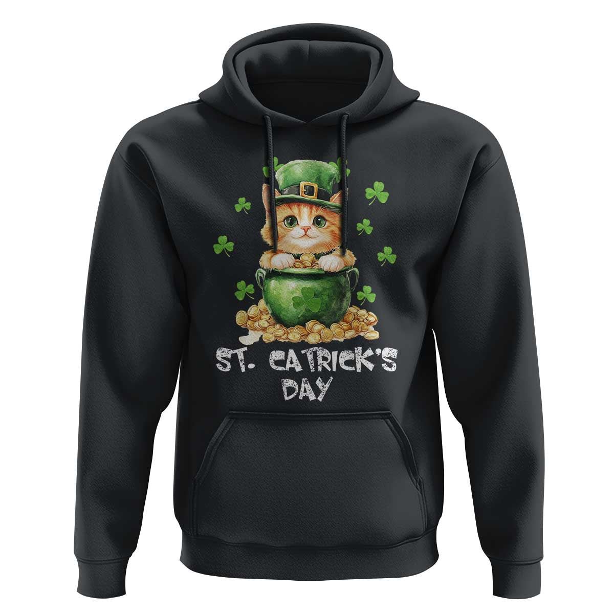 St. Patrick's Day Irish Cat Hoodie Kitty Saint Pattys Lucky Shamrocks