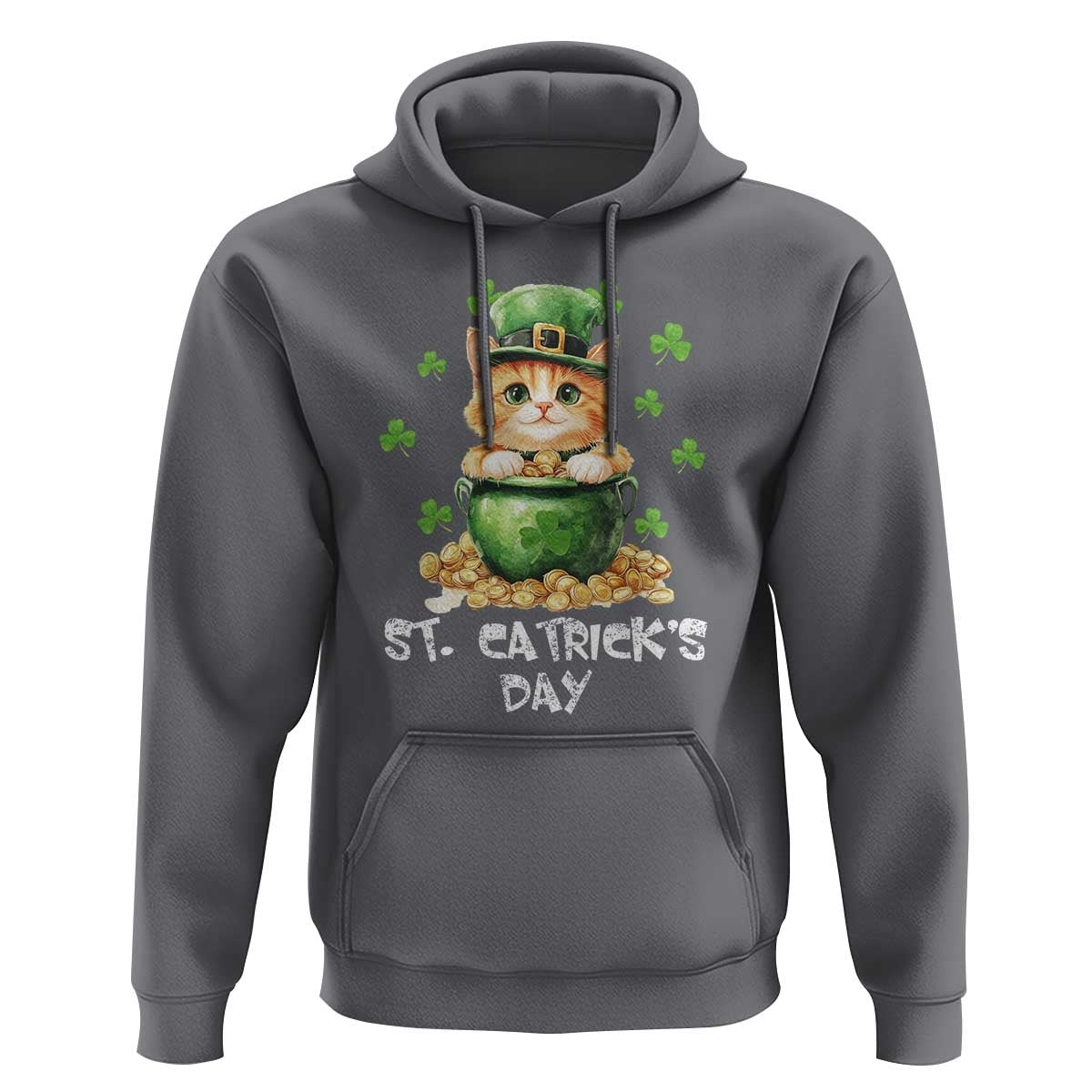 St. Patrick's Day Irish Cat Hoodie Kitty Saint Pattys Lucky Shamrocks