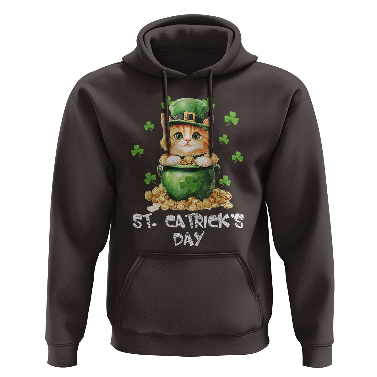 St. Patrick's Day Irish Cat Hoodie Kitty Saint Pattys Lucky Shamrocks