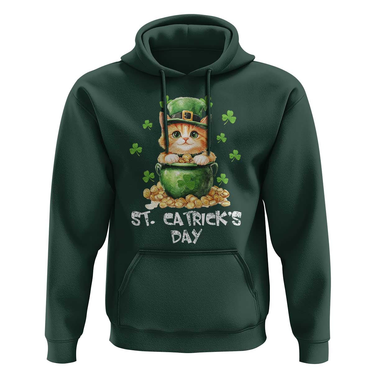 St. Patrick's Day Irish Cat Hoodie Kitty Saint Pattys Lucky Shamrocks