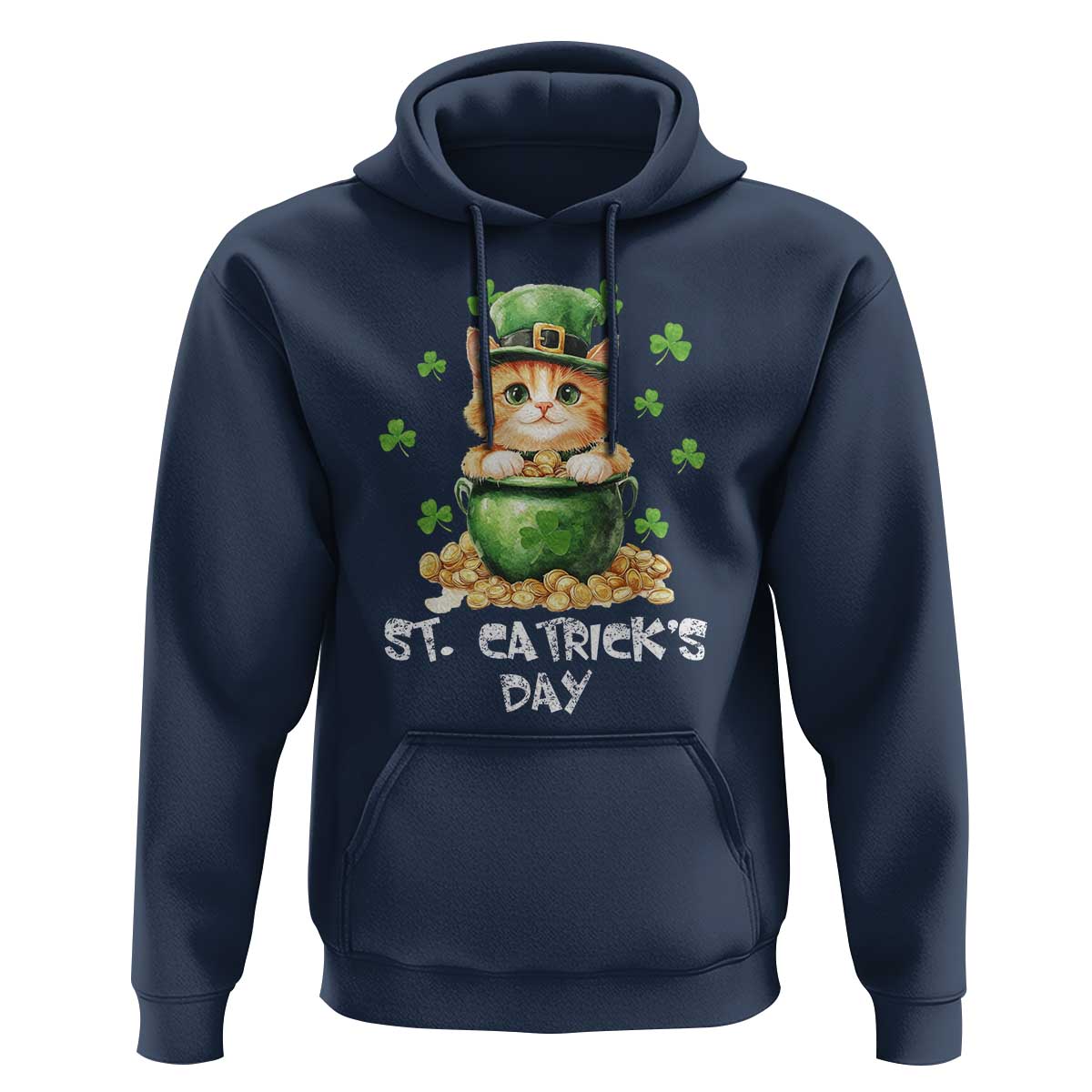 St. Patrick's Day Irish Cat Hoodie Kitty Saint Pattys Lucky Shamrocks