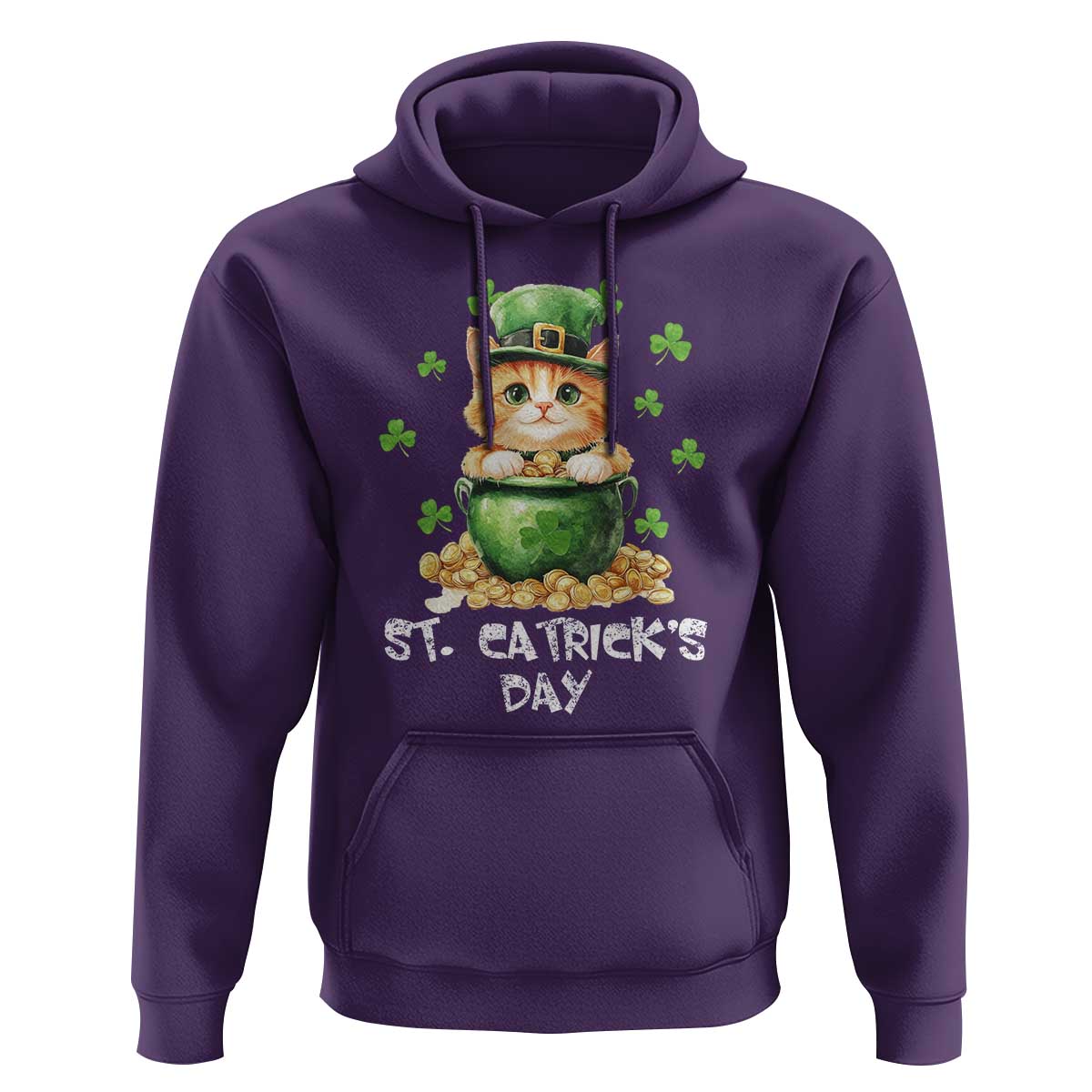 St. Patrick's Day Irish Cat Hoodie Kitty Saint Pattys Lucky Shamrocks