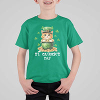 St. Patrick's Day Irish Cat T Shirt For Kid Kitty Saint Pattys Lucky Shamrocks