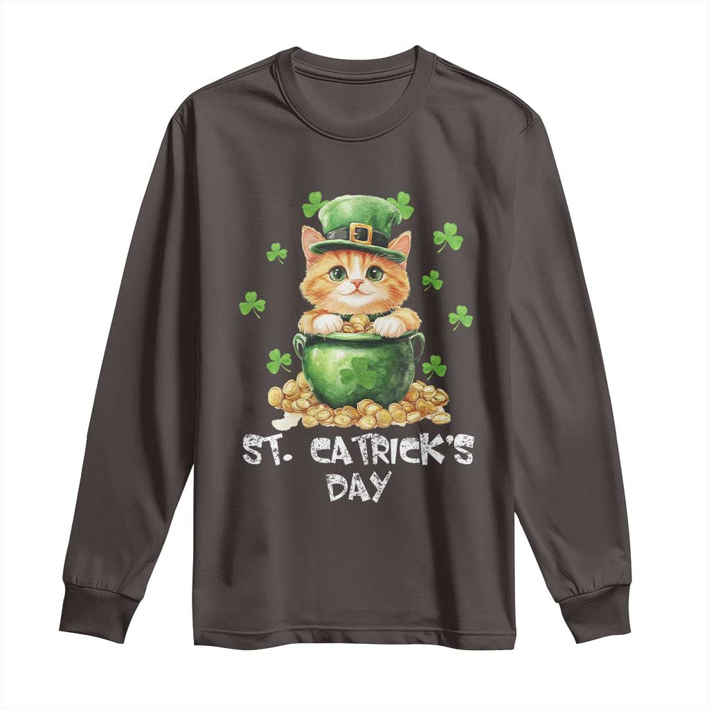 St. Patrick's Day Irish Cat Long Sleeve Shirt Kitty Saint Pattys Lucky Shamrocks