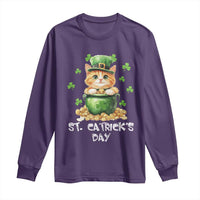 St. Patrick's Day Irish Cat Long Sleeve Shirt Kitty Saint Pattys Lucky Shamrocks