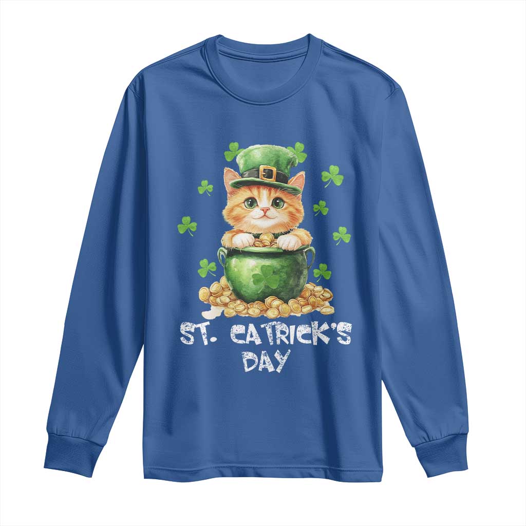 St. Patrick's Day Irish Cat Long Sleeve Shirt Kitty Saint Pattys Lucky Shamrocks