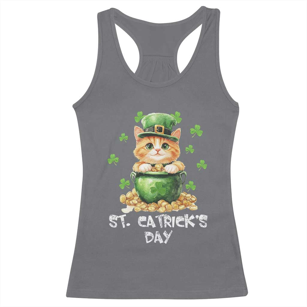 St. Patrick's Day Irish Cat Racerback Tank Top Kitty Saint Pattys Lucky Shamrocks