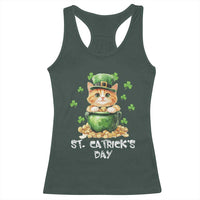 St. Patrick's Day Irish Cat Racerback Tank Top Kitty Saint Pattys Lucky Shamrocks