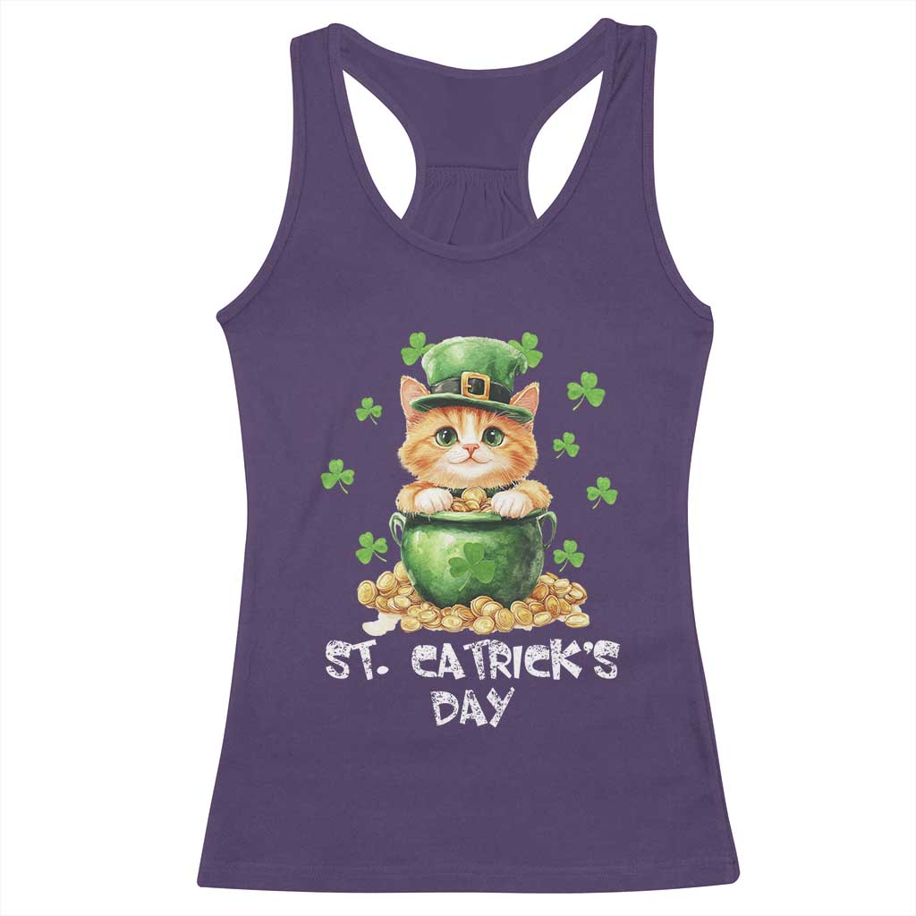 St. Patrick's Day Irish Cat Racerback Tank Top Kitty Saint Pattys Lucky Shamrocks