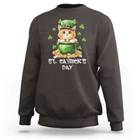 St. Patrick's Day Irish Cat Sweatshirt Kitty Saint Pattys Lucky Shamrocks