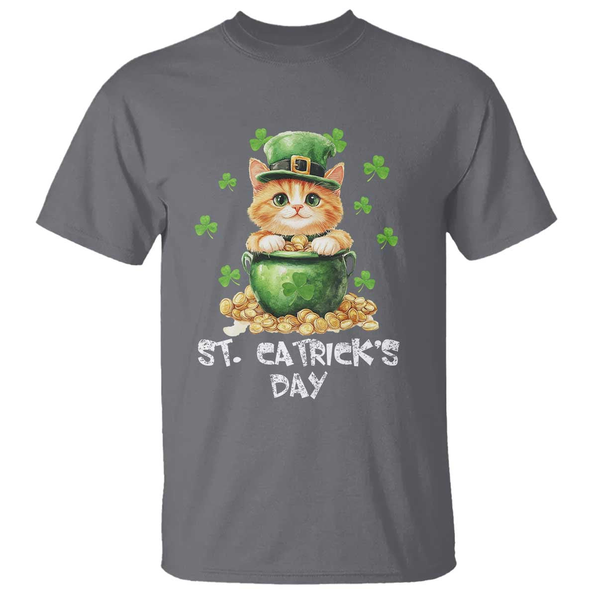 St. Patrick's Day Irish Cat T Shirt Kitty Saint Pattys Lucky Shamrocks