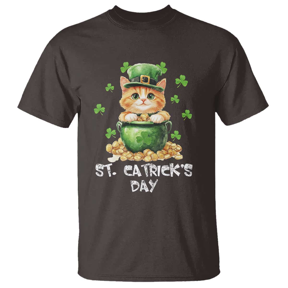 St. Patrick's Day Irish Cat T Shirt Kitty Saint Pattys Lucky Shamrocks