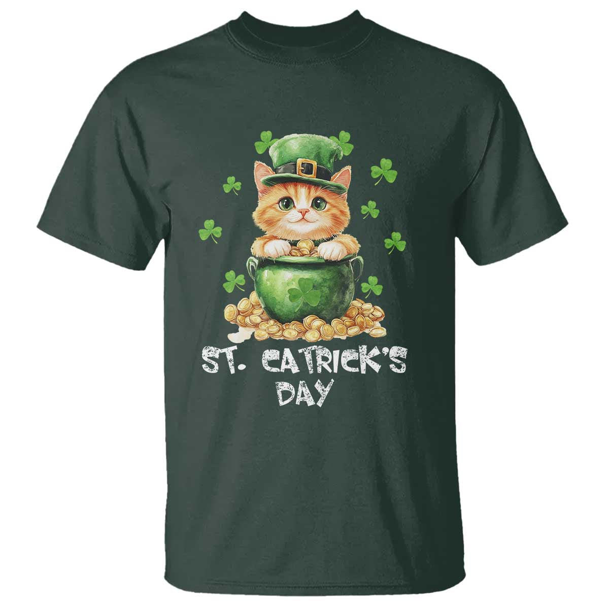 St. Patrick's Day Irish Cat T Shirt Kitty Saint Pattys Lucky Shamrocks