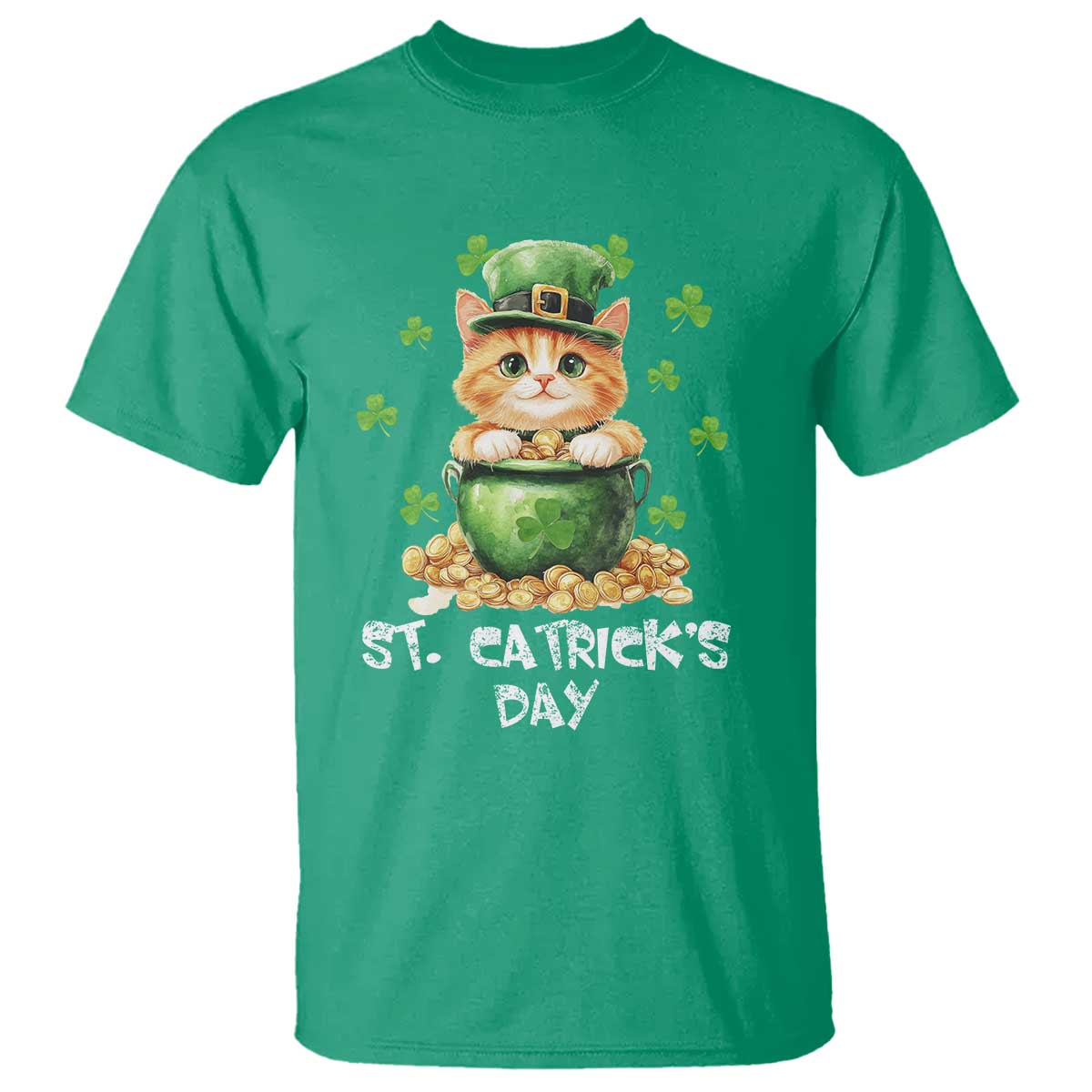 St. Patrick's Day Irish Cat T Shirt Kitty Saint Pattys Lucky Shamrocks