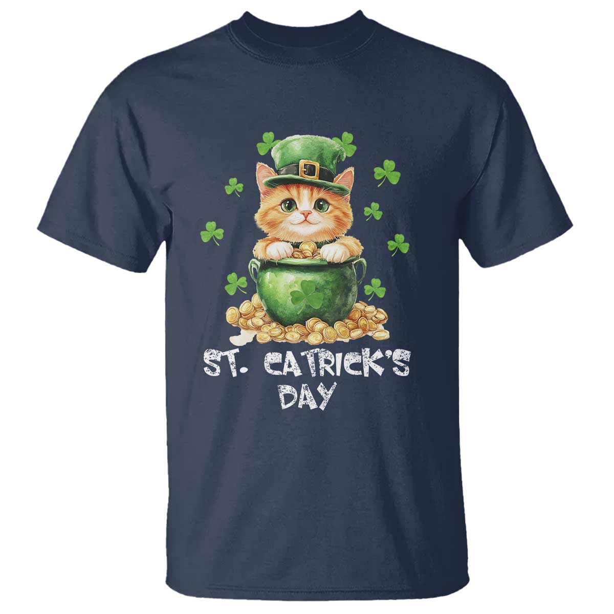 St. Patrick's Day Irish Cat T Shirt Kitty Saint Pattys Lucky Shamrocks