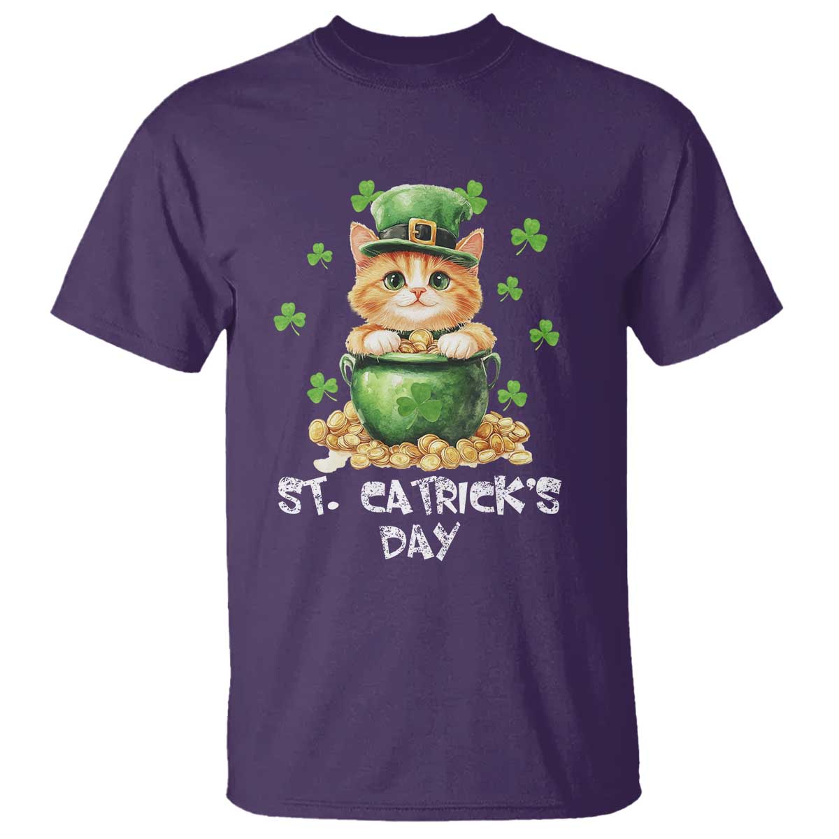 St. Patrick's Day Irish Cat T Shirt Kitty Saint Pattys Lucky Shamrocks