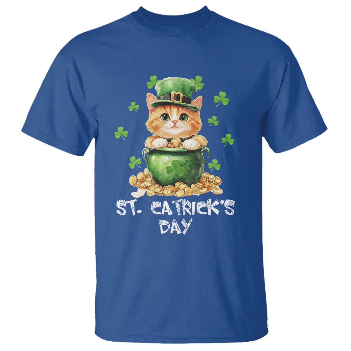 St. Patrick's Day Irish Cat T Shirt Kitty Saint Pattys Lucky Shamrocks