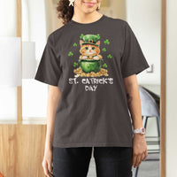 St. Patrick's Day Irish Cat T Shirt For Women Kitty Saint Pattys Lucky Shamrocks