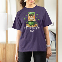 St. Patrick's Day Irish Cat T Shirt For Women Kitty Saint Pattys Lucky Shamrocks