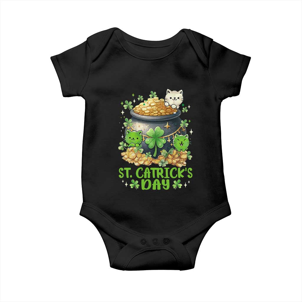 Cats St Patricks Day Baby Onesie Pot Of Gold Kitty Lover Lucky Irish