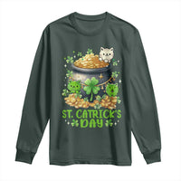 Cats St Patricks Day Long Sleeve Shirt Pot Of Gold Kitty Lover Lucky Irish