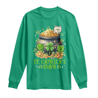 Cats St Patricks Day Long Sleeve Shirt Pot Of Gold Kitty Lover Lucky Irish