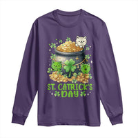 Cats St Patricks Day Long Sleeve Shirt Pot Of Gold Kitty Lover Lucky Irish