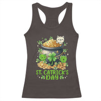 Cats St Patricks Day Racerback Tank Top Pot Of Gold Kitty Lover Lucky Irish